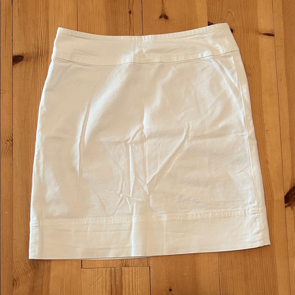 Talbots White cotton lined A-Line knee length Skirt